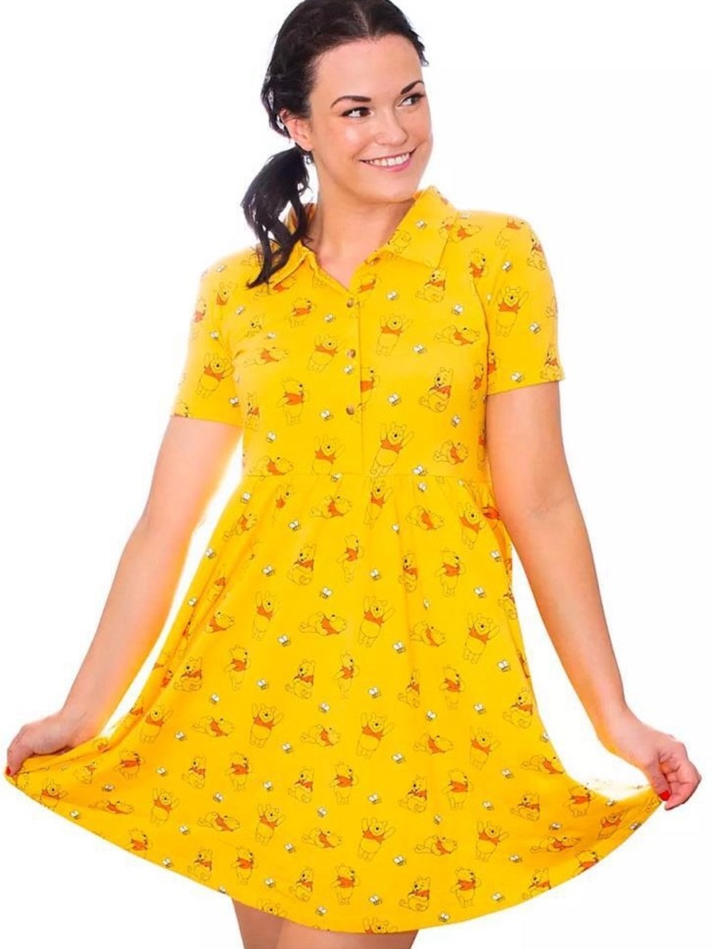 Winnie the Pooh Cakeworthy Disney Short-Sleeve Collared Yellow Dress Size 3XL